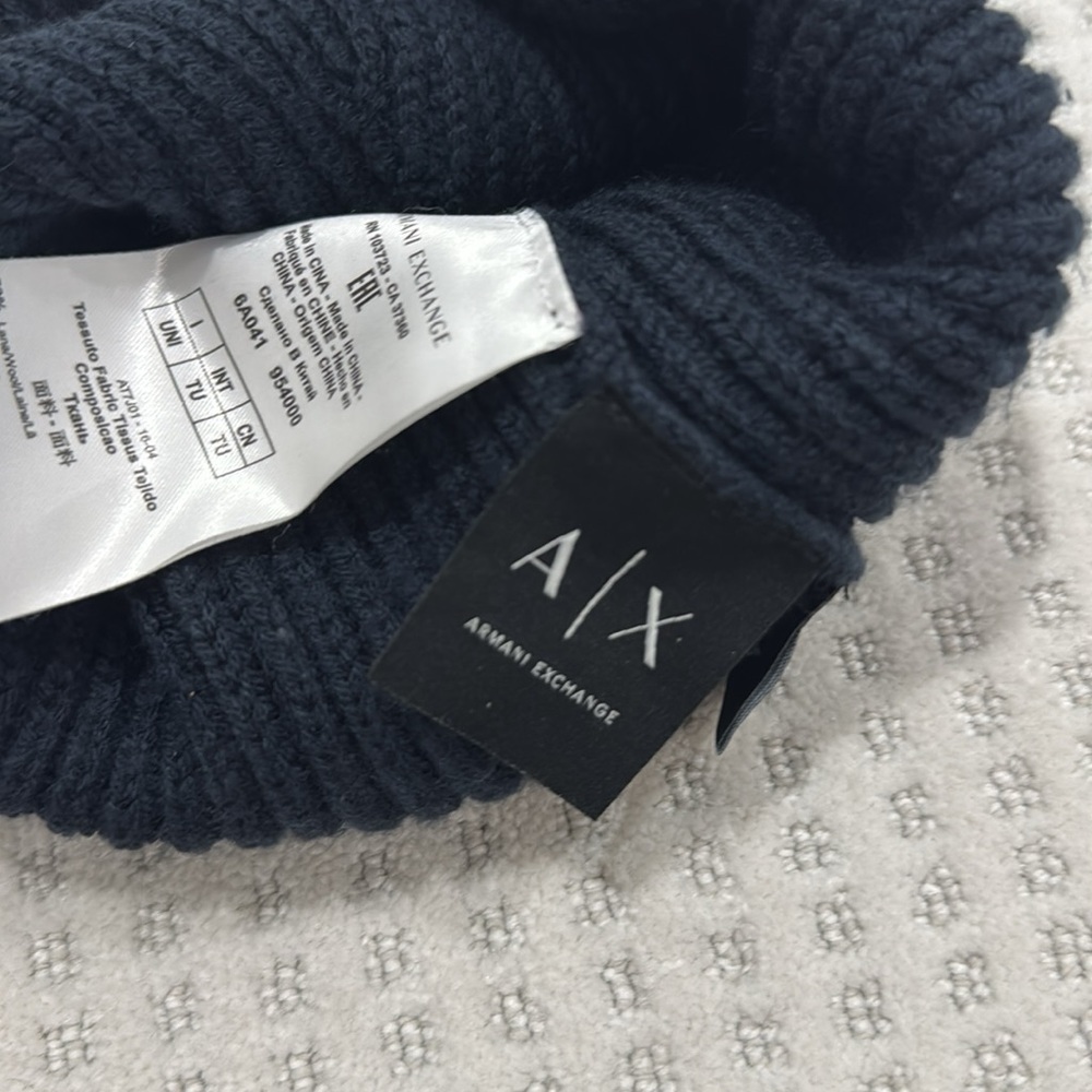 Armani exchange navy knit hat - Picture 2 of 2